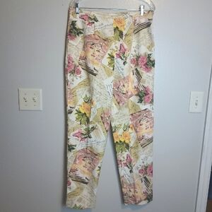 Eric Casual Novelty Print Crop Pants Size 14